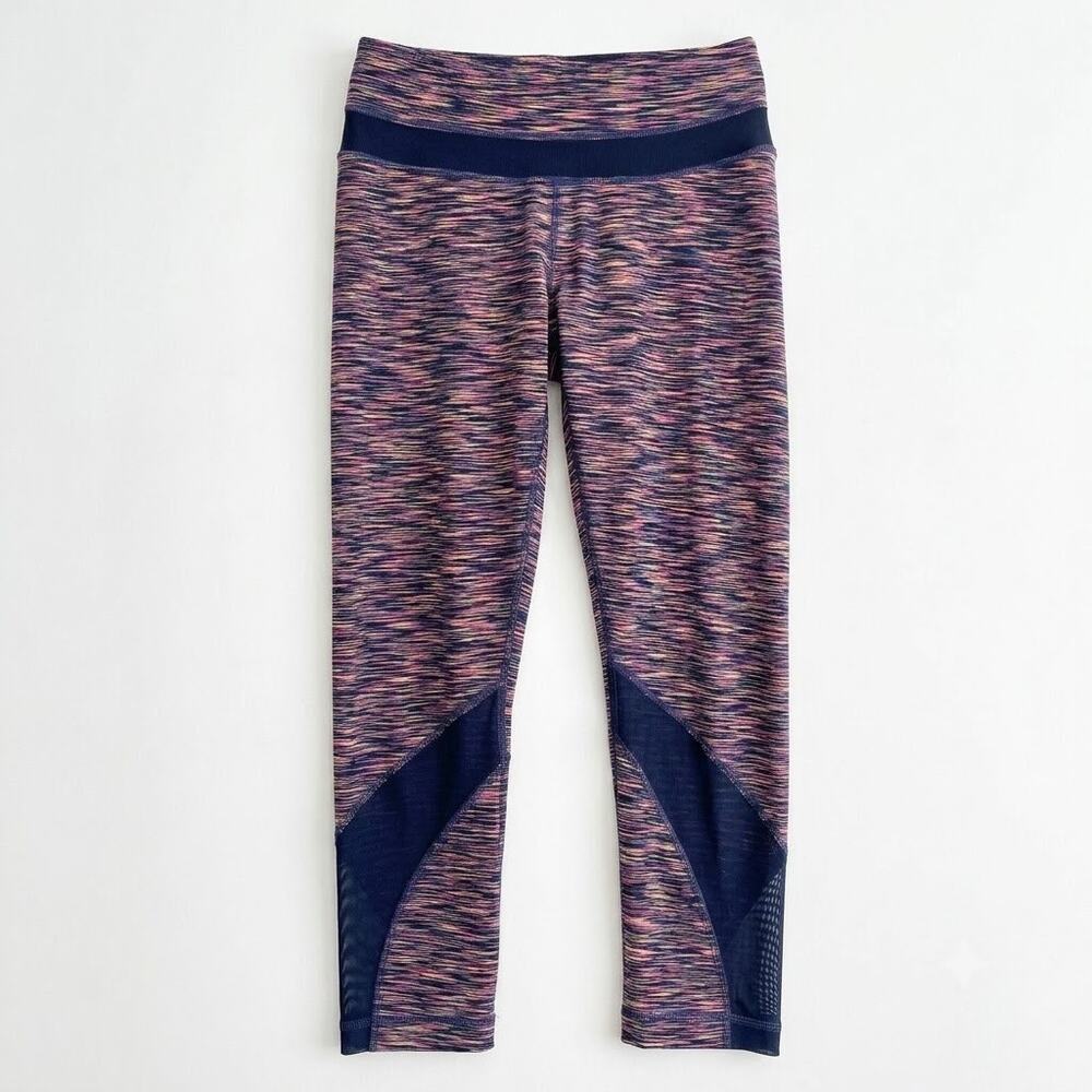 90 Degrees Reflex Mesh Capri Activewear Leggings Pink Blue Stripes Womens XS